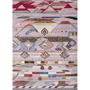 Alfombra Manchaha Rosa y Morada con Diseño Geométrico, Tejida a Mano con Lana y Seda de Bambú para Decoración del Hogar - Alfombras Jaipur ZA-Les-1363 - Product Image 1