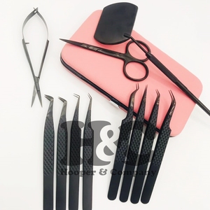 Pince à épiler d'extension de cils à motif de diamant noir mat de qualité supérieure nouvelle pince à épiler noire durable vison - Product Image 6