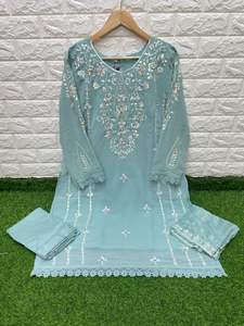 Traje Salwar de trabajo con Bordado de hilo de imitación Georgette de último diseñador de Fab Zone - Product Image 2