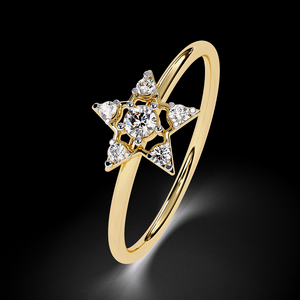 Anillo de Diamantes Naturales en Oro Amarillo de 14K de Primera Calidad, Diseño en Forma de Estrella, Joyería Delicada para Parejas, Regalo Elegante - Product Image 4