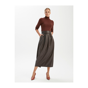 Jupe plissée en similicuir pour femme - Product Image 4
