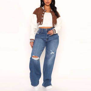 Elegantes y de moda mujeres Crop Varsity chaquetas/Top Design mujeres peso ligero Crop Varsity chaquetas - Product Image 4