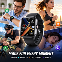 Montre connectée, tracker d'activité, écran tactile IPS 2,1 pouces, fréquence cardiaque, suivi du sommeil, suivi des pas, sans fil, avec plus de 50 modes sportifs pour iOS