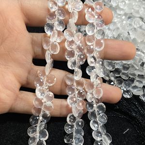 Wholesale 7MM White Calibrated Ice Quartz Faceted Heart Shape Briolette Beads Creative <b>Jewelry</b> Design with Stone Beads - Product Image 4