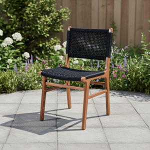 เก้าอี้รับประทานอาหารพร้อมโครงไม้สักคุณภาพสูง ผสมผสานเชือกแข็งแรง ดีไซน์เรียบง่ายและมีสไตล์ - Product Image 3