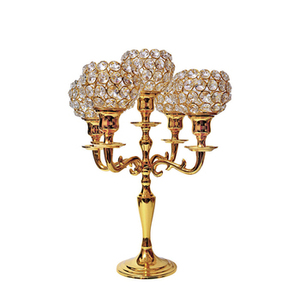 Soporte de vela de pilar con cuentas de cristal de último diseño para decoraciones de mesa de boda soporte de pilar de vela de Metal de diseño único - Product Image 6