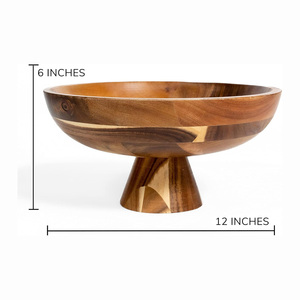 Cuenco de Pedestal de madera de Acacia duradero para mostrador de cocina, cuenco de fruta, elegante centro de mesa de madera para mesa de centro y sala de estar - Product Image 3