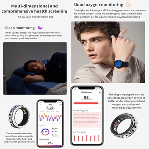 Bague connectée de santé intelligente, étanche IP68, moniteur d'activité physique, fréquence cardiaque, suivi du sommeil, oxygène sanguin, suivi menstruel, bracelet en acier allié - Product Image 4