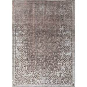 Tapis Azalea en laine et soie noué à la main Pae-6133, motif médaillon abstrait pour la maison, le couloir, la chambre, le salon, design exclusif Azalea gris et noir - Product Image 1