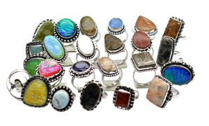 ชุดเครื่องประดับแฟชั่นทองเหลืองแข็งแนววินเทจชุดฝาอัญมณีหลายชิ้นชุบเงินแหวนคริสเตียนหลายชิ้น - Product Image 2