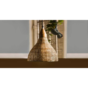 Lampe suspendue ovale classique en rotin Callam, finition or et blanc, hauteur réglable, lumière protectrice pour les yeux, pour la maison, la cuisine, la salle à manger - Product Image 2