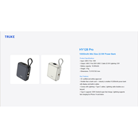 Chargeur portable 10000mAh, Power Bank HY128 Pro, mini batterie externe avec câbles intégrés, écran LED, vente en gros d'usine