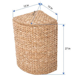 Panier de rangement pour linge en jacinthe d'eau tissé à la main au Vietnam, forme demi-lune, panier de rangement en osier pour ensembles de salle de bain - Product Image 3