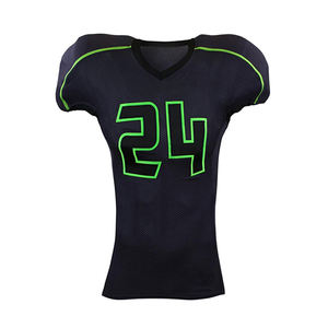 Venta al por mayor de alta calidad personalizado 100% poliéster uniforme de fútbol americano transpirable de talla grande ropa deportiva impresa conjuntos de Jersey - Product Image 5