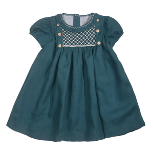 Vestido de lino suave hecho a mano para niñas pequeñas, estilo informal para el primer cumpleaños de niños pequeños, OEM hecho en Vietnam - Product Image 1