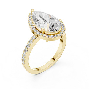 Anillo de Oro de 18k Clásico con Diamante Cultivado en Laboratorio, Corte Pera Redondo, para Mujer, Certificado, Regalo de Aniversario de Bodas - Product Image 6