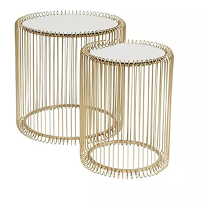 Meubles de salon de style rond pieds modernes en métal argenté - Product Image 5