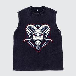 Verano Hip Hop chalecos Streetwear chaleco hombres lavado rasgado collar sin mangas logotipo personalizado estampado gráfico camisetas Tops - Product Image 6