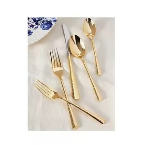 Aspecto moderno Estilo occidental Fiesta Lugar 5 piezas Latón Dorado Acero inoxidable Cubiertos Vajilla Cubiertos - Product Image 1