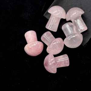 Pierre précieuse en quartz rose naturel en forme de champignon, sculptée à la main, cristal de 22 mm, pierre de guérison - Product Image 1