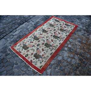 Alfombra clásica de lana blanca y roja de 3,3x6,2 pies, área grande turca, rectángulo, pasillo, patrón abstracto, Alfombra de habitación de látex de felpa de 10mm - Product Image 2