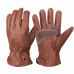 Gants de travail en cuir de vachette marron de haute qualité pour hommes et femmes pour le jardinage de construction avec paume renforcée - Product Image 1