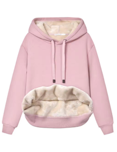 Sweat-shirt à capuche unisexe doublé en sherpa pour l'hiver, logo personnalisé, polaire chaud, pull-over pour hommes et femmes, sweat-shirts décontractés vierges - Product Image 5