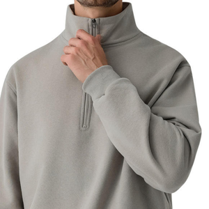 Venta al por mayor de los hombres de alta calidad de algodón personalizado 1/4 Zip media cremallera cuello pulóver cuarto de moda cuello redondo liso sudaderas - Product Image 2