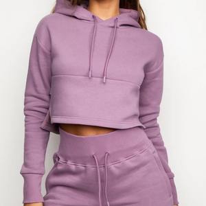 Sudadera corta con capucha para mujer, de alta calidad, diseño novedoso, venta al por mayor, tamaño de Color personalizado, estilo ODM, 2022 - Product Image 3