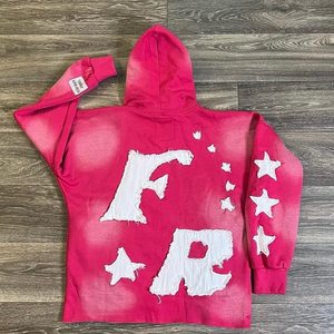 100% algodón personalizado de dos piezas de gran tamaño para hombres chándales estampados Color sólido de gran tamaño Puff estampado chándal para hombres personalizado - Product Image 5