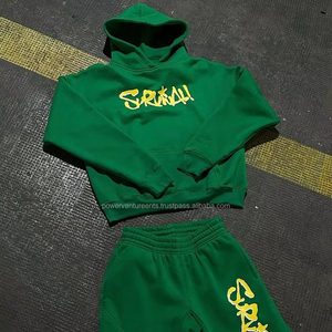 Ensemble sweat à capuche et jogging deux pièces personnalisé pour homme, brodé, écologique, en polaire épaisse, avec logo sur mesure, style streetwear, vente en gros - Product Image 1