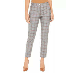 Pantaloni a Vita Alta a Quadri da Donna Calvin Klein, Modello Cropped, Traspiranti, Casual, con Elastico in Vita, Taglia XL - per l'Autunno - Product Image 1