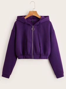 Street Style Crop Top Women/Girls Casual <b>Zip</b> <b>Up</b> Hoodies Long Sleeves Winter Autumn Fashion Oversized Crop top <b>Hoodie</b> for Women - Product Image 5