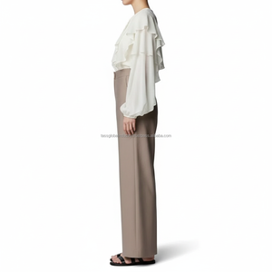 Pantalon Palazzo de Travail pour Femme, Couleur Unie, Haute Qualité, Spandex/Polyester, Léger, Logo Personnalisé, Vente en Gros - Product Image 2