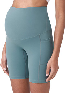 Shorts de maternité respirants en non-tissé Spandex/Coton, leggings de yoga et de cyclisme pour femme enceinte, avec poches, en stock - Product Image 5