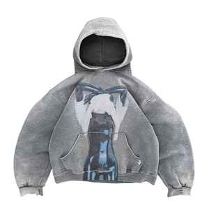 OEM Hommes Sweat Pull 100% Coton À Manches Longues Confortable Polaire Tissu Logo Personnalisé Streetwear Porter - Product Image 2