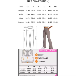 Ensemble de sport pour femme : Soutien-gorge court dos nageur uni et Legging de yoga évasé long en Spandex/Nylon, taille haute, taille élastique, respirant - Product Image 5