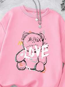 NUEVAS Sudaderas con Capucha de Algodón 100% para Mujer, Estilo Casual Urbano, Estampadas, Holgadas, con Hombros Caídos - Product Image 2