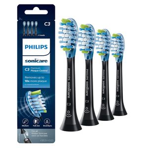 Têtes de brosse à dents de rechange Philips Sonicare DiamondClean authentiques, 4 têtes de brosse, blanches, HX6064/65 & C3 Premium Plaque authentiques - Product Image 2
