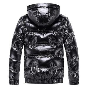 Veste bouffante pour hommes de qualité supérieure couleur noire grande taille fermeture éclair coton remplissage mode porter veste bouffante pour adulte - Product Image 2