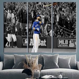 Obra de arte impresa en lienzo con motivación de José Bautista - Decoración de la leyenda del béisbol, 3P: Enmarcado tipo galería - Product Image 1