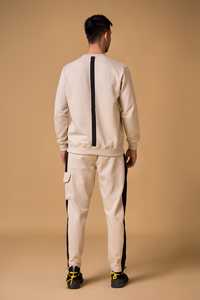 Chándal de invierno cálido para hombre de talla adulta de calidad Premium, sudadera con capucha, conjuntos de pantalones, diseño de parche, patrón sólido de algodón 100% - Product Image 2