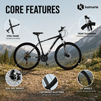 Vélo de montagne 29 pouces pour adultes, cadre en acier carbone, frein à disque double, 21/24/27 vitesses, jantes en aluminium légères