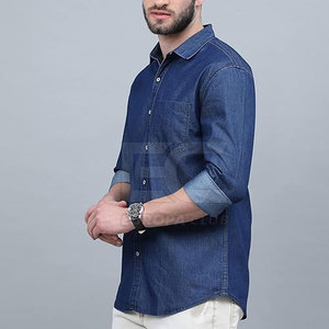 Camisa de Mezclilla para Hombre, Última Moda, Personalizada, de Buena Calidad, Manga Larga, Corte Ajustado - Product Image 3