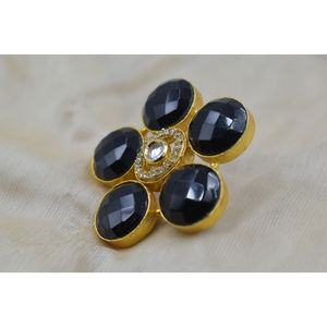 <b>Vintage</b> GOLDPLATED BRASS STONE <b>Ring</b> with 18K <b>Gold</b> Plating and Colored Gemstone Fashion Jewelry <b>Rings</b> - Product Image 2