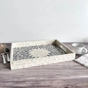 Bandeja de servicio con incrustaciones de madreperla, platos de servidor para el hogar y utensilios de cocina, suministros de accesorios - Product Image 2