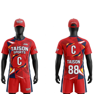 Maillot de netball respirant en polyester 160 GSM de qualité supérieure, design à panneaux rouge et bleu, logo personnalisé par sublimation, tenue d'équipe - Product Image 1