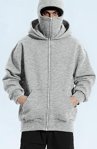 2026 Custom Gray Balaclava Waterproof Windproof Softshell Insulated Ski Hoodie with Seams for Snowboard Outdoor Use - Product Image 6