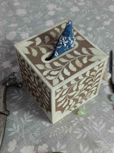 Boîte à mouchoirs de luxe classique en os incrusté, faite à la main, vente en gros depuis l'Inde pour la décoration de table - Product Image 4