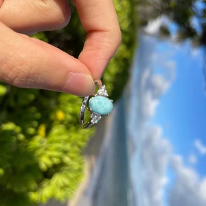 Dainty Handmade Natural Larimar Gemstone Genuine <b>925</b> Sterling <b>Silver</b> Vintage Engagement <b>Ring</b> Prong Setting Party Wear Jewelry - Product Image 3